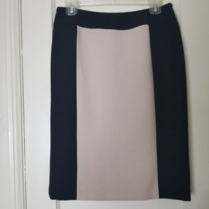 TAHARI ARTHUR S LEVINE 4 beige black color block back zipper pencil straight